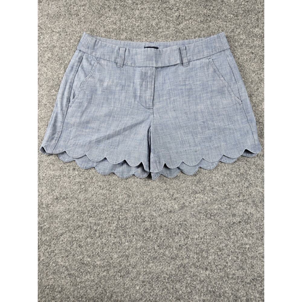 Women’s J. Crew 4" Scalloped Cotton Shorts Chambray Size 2 #442
